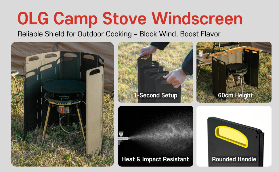 OLG Camp Stove Windscreen 23.6 inch Camping Shield (Tinplate) Wind Screen for Stoves