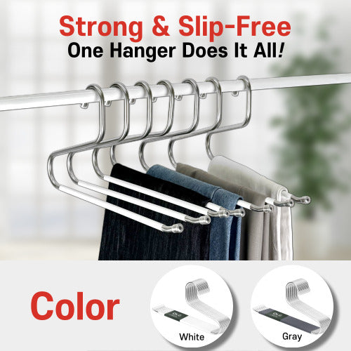 OLG 8mm Stainless Steel Pants Hangers – Ultra-Strong, Non-Slip, V-Hook Design (10-Pack)