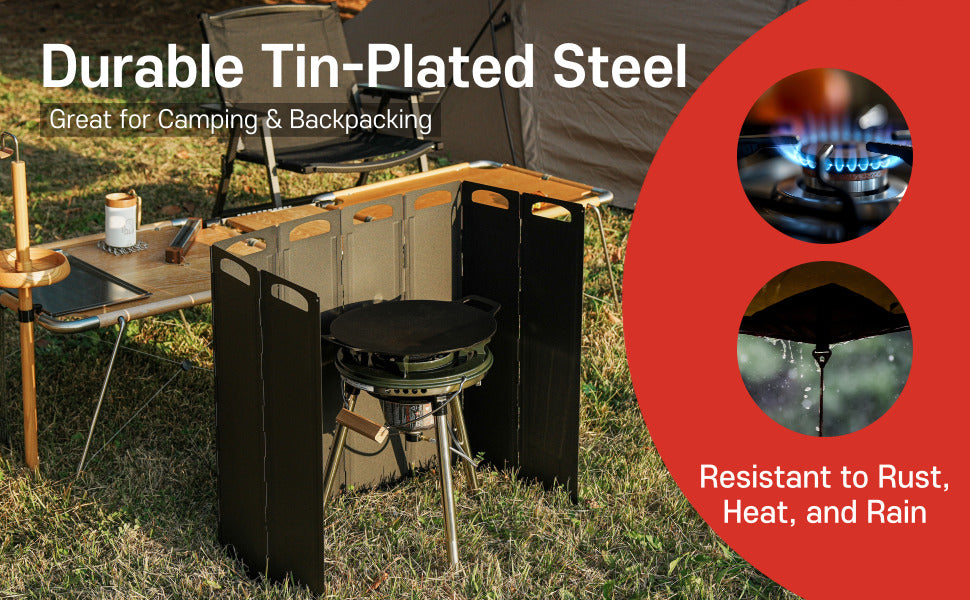 OLG Camp Stove Windscreen 23.6 inch Camping Shield (Tinplate) Wind Screen for Stoves