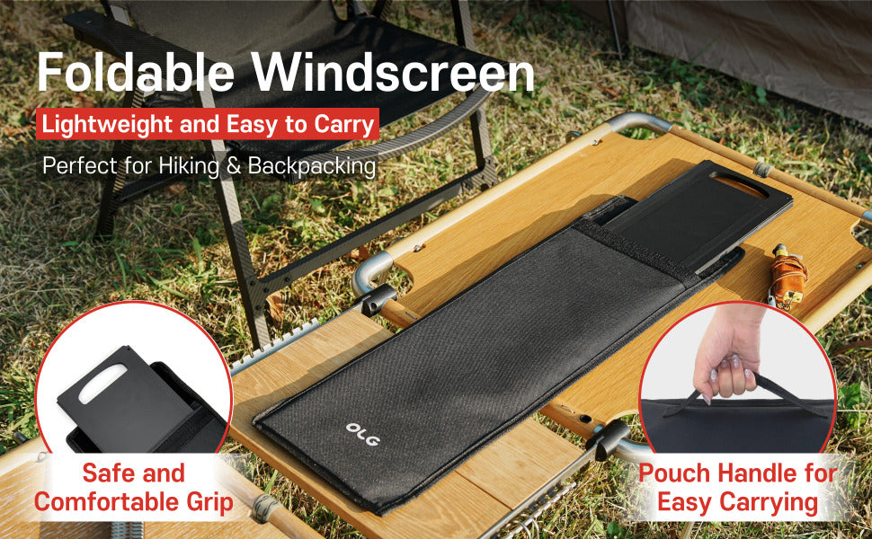 OLG Camp Stove Windscreen 23.6 inch Camping Shield (Tinplate) Wind Screen for Stoves