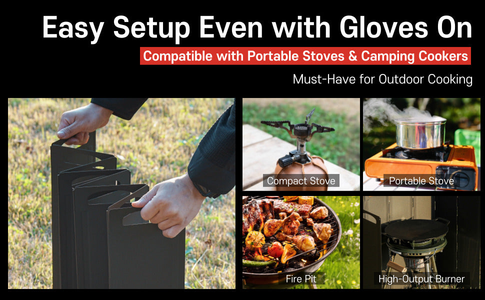 OLG Camp Stove Windscreen 23.6 inch Camping Shield (Tinplate) Wind Screen for Stoves