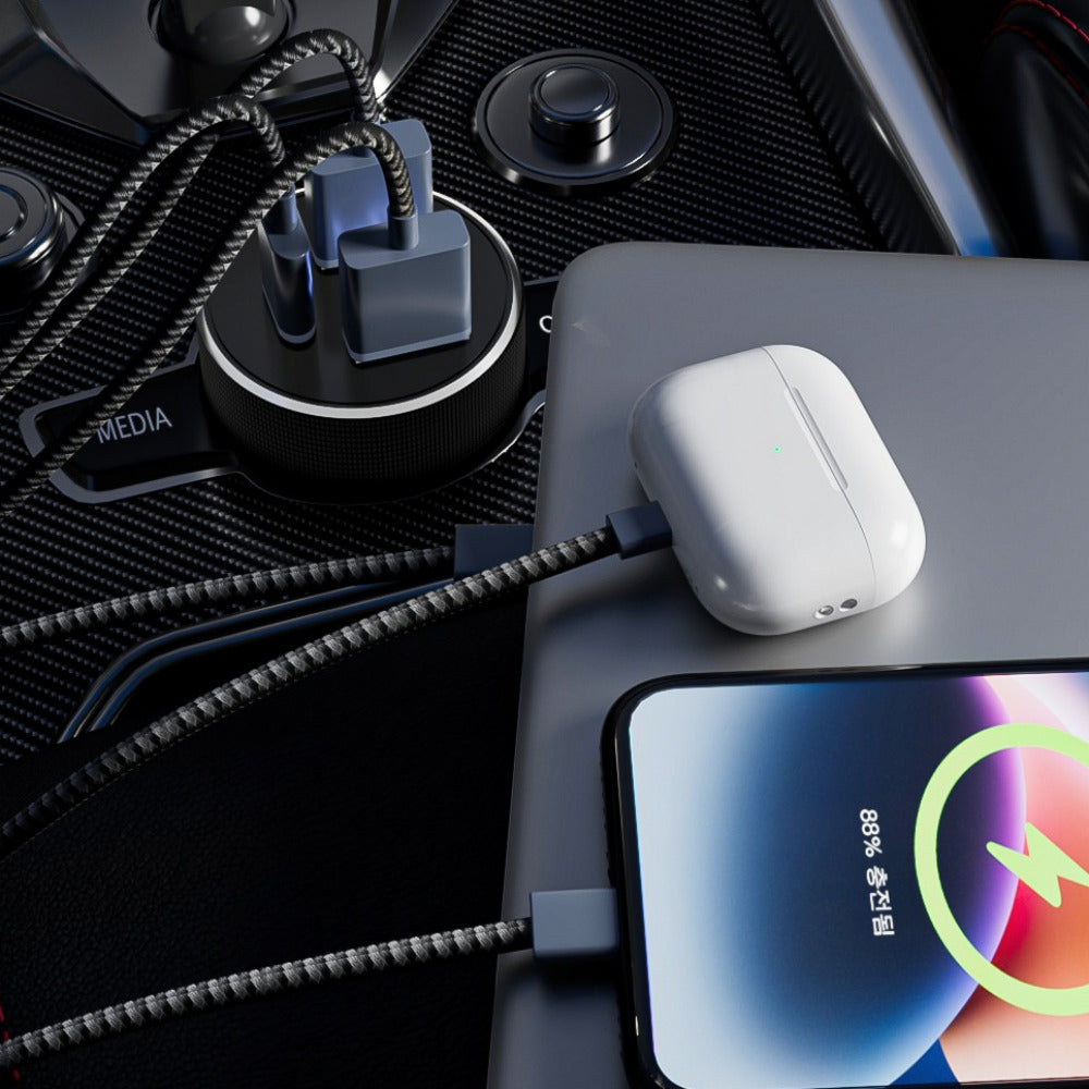 OLG 100W Triple USB Car Charger – LED Display, 12V/24V Universal Fast Charge Adapter