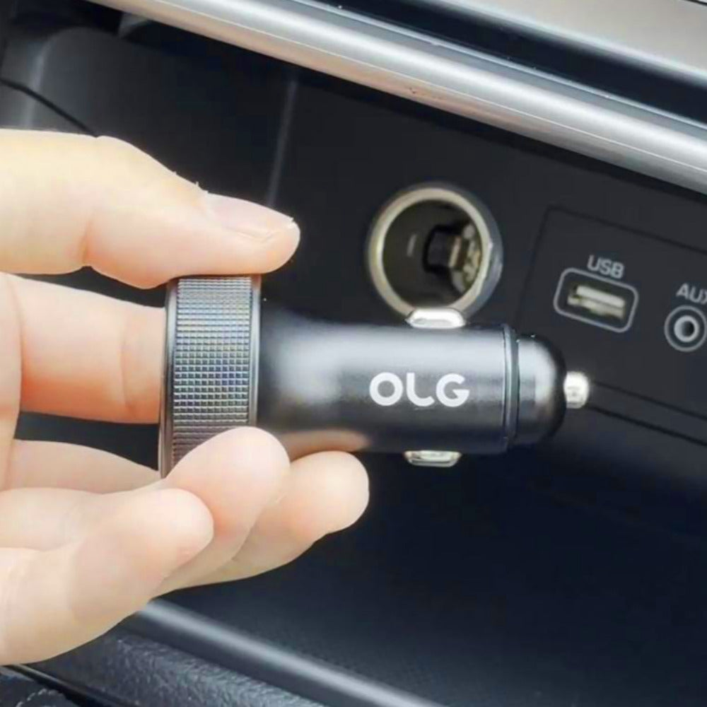 OLG 100W Triple USB Car Charger – LED Display, 12V/24V Universal Fast Charge Adapter