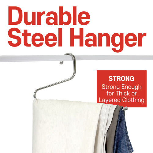 OLG 8mm Stainless Steel Pants Hangers – Ultra-Strong, Non-Slip, V-Hook Design (10-Pack)
