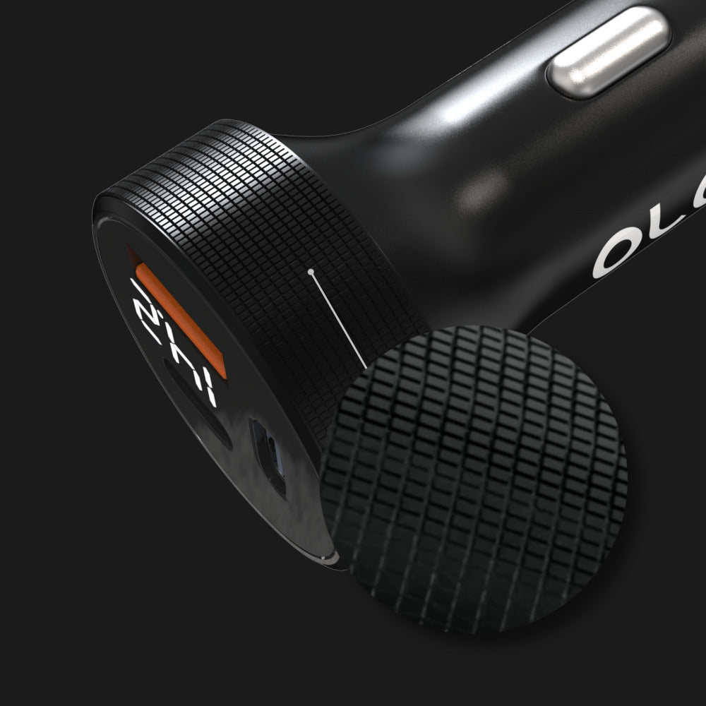 OLG 100W Triple USB Car Charger – LED Display, 12V/24V Universal Fast Charge Adapter
