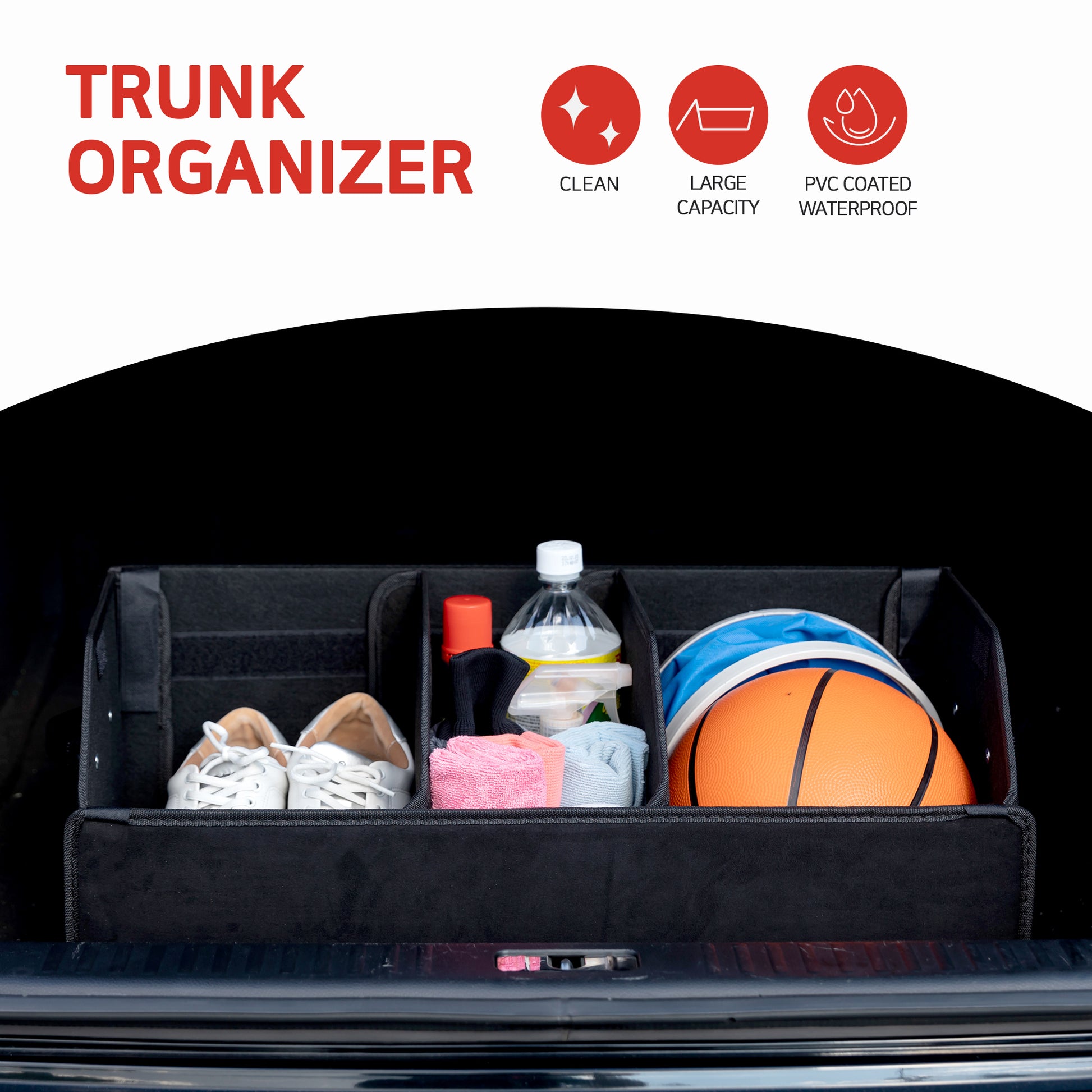OLG Premium Car Trunk Organizer – 66L Foldable Storage Bin with Magnetic Lid & Velcro Lock
