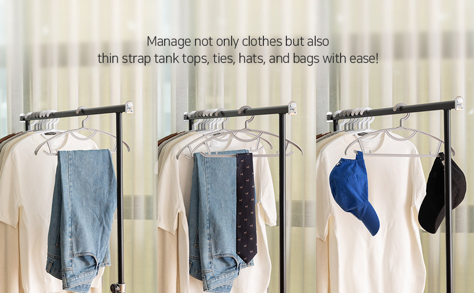 OLG No Bump Hangers – Slip-Resistant, 360° Swivel, Wardrobe-Friendly Design
