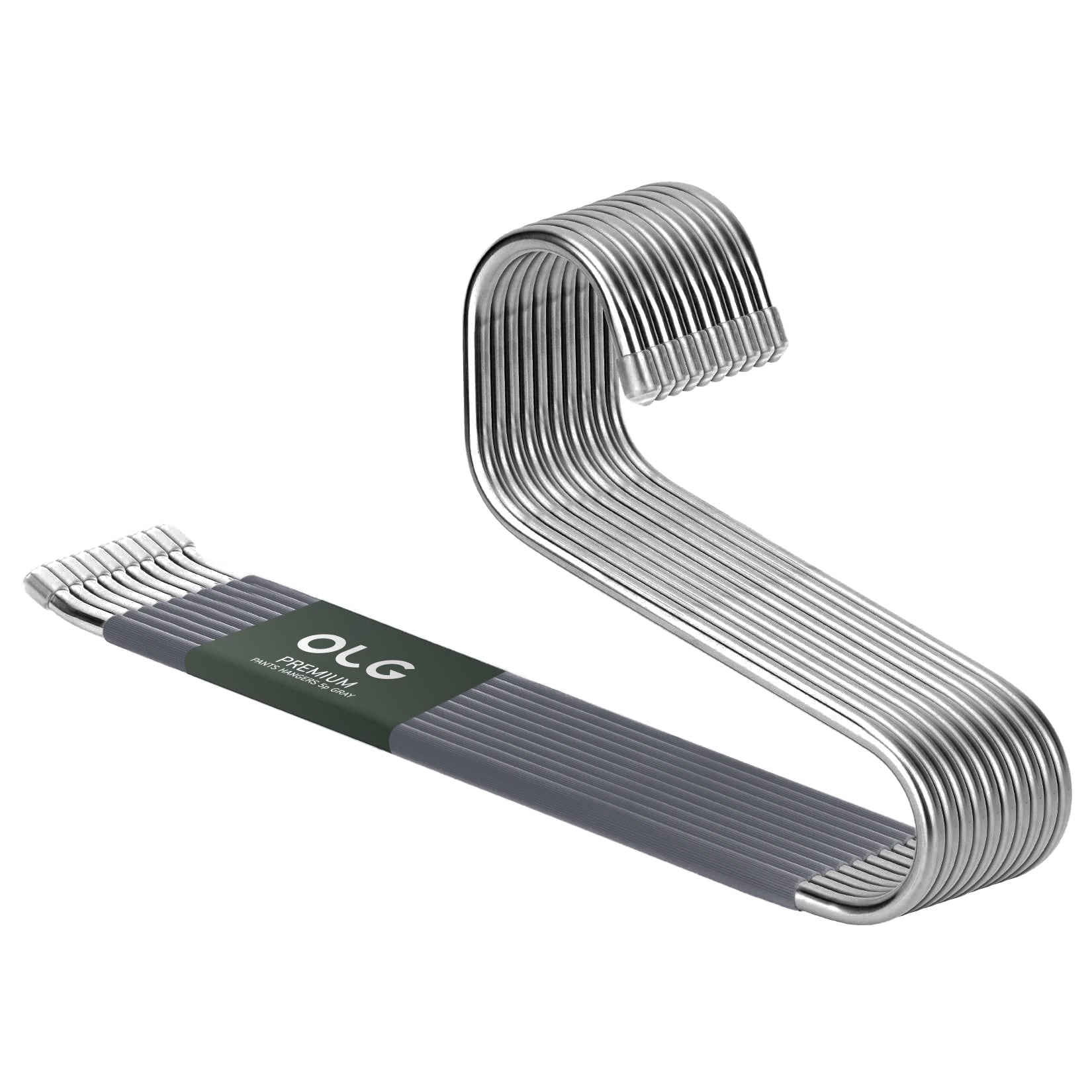 OLG 8mm Stainless Steel Pants Hangers – Ultra-Strong, Non-Slip, V-Hook Design (10-Pack)