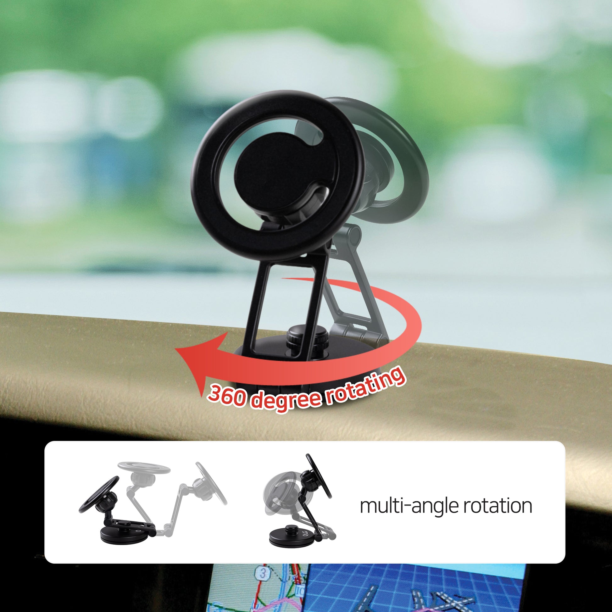 OLG 720 Magnetic Car Phone Mount – MagSafe Ready, 360° Rotate & 4000G Strong Hold