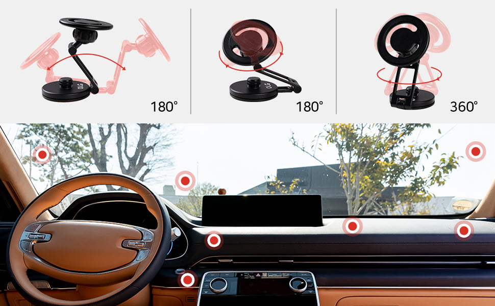 OLG 720 Magnetic Car Phone Mount – MagSafe Ready, 360° Rotate & 4000G Strong Hold